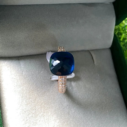 Hot Sale Elegant Candy Color Rose Gold Plated Ring Women Sparkling Zircon Crystal Fashion Jewelry Gift 28 Shades Birthday Gift