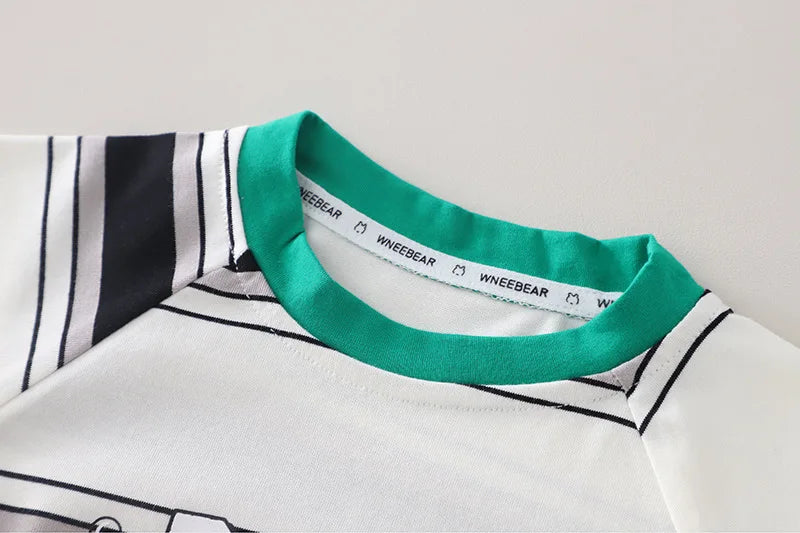 2026 Adorable Children Clothing Outfit Kids Boys Sets Summer 1-5Y Baby Boys Cotton Striped Shark Print T-Shirt and Denim Shorts