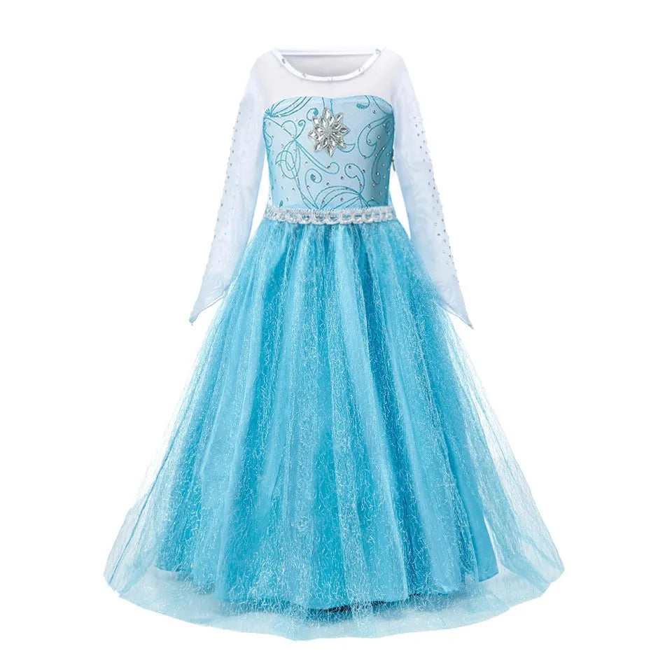 Vestido da Anna e Elsa para Meninas, Fantasia Cosplay Infantil de Halloween, Vestidos de Princesa para Crianças, Festa de Aniversário Elegante, Roupas de Carnaval 3-10 Anos