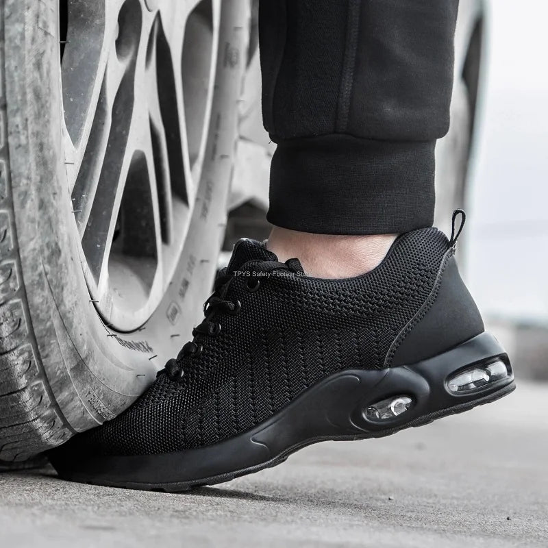 Summer Air Cushion Work Safety Shoes For Men Breathable Work Sneakers Steel Toe Shoes Anti-puncture Safety Protective Shoes