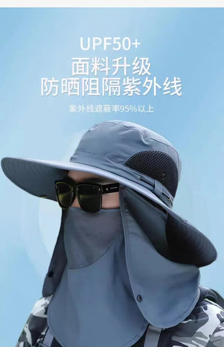 Men Sunshade Hat Big Eave Sunscreen Caps Outdoor Sports Sun Protection Hat