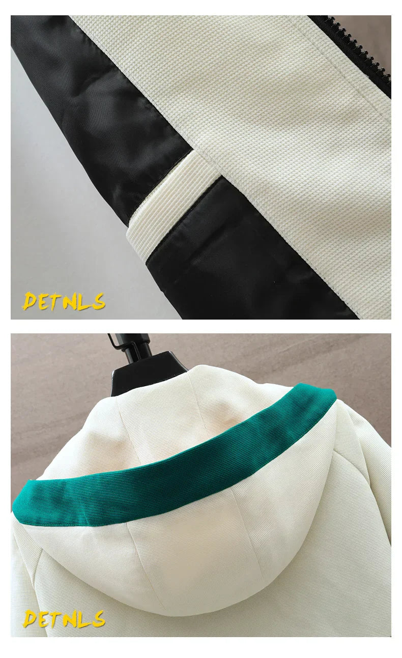 Spring Autumn Men's Sets Korean Fashion Joggers Suit Men Casual Men patchwork Streetwear Hooded Tracksuit Men Two Piece Set