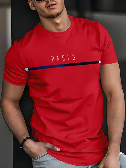 Men's new casual summer loose casual round neck T-shirt with letter printed pattern outdoor sports top