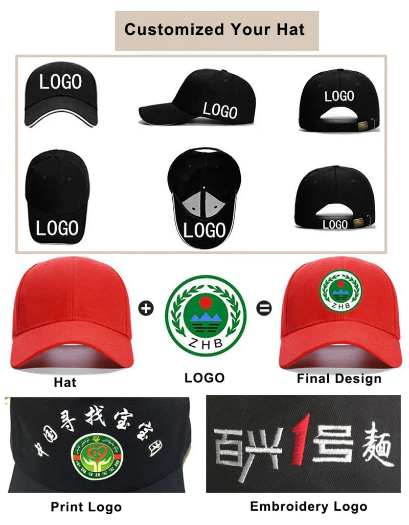 Custom Logo Hat For Women Men Soft Top Cotton Baseball Cap Adult Outdoor Adjustable Dad Hats Snapback Hat Summer Sports Sun Cap