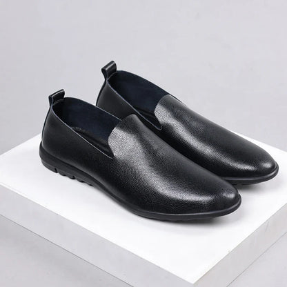 Summer Classic Fashion Mens Outdoor Leather High Quality Casual Shoes Slip on Soft Comfortable Lightweight Footwear