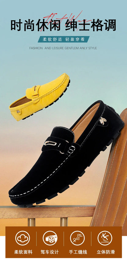 48 Extra Large Size Frosted Couple Style Halloween Gift 2025 Autumn New Beanie Shoes British Style Slip-On Lazy Men's Shoes Driving Lightweight Non-Slip Casual Leather Shoes
