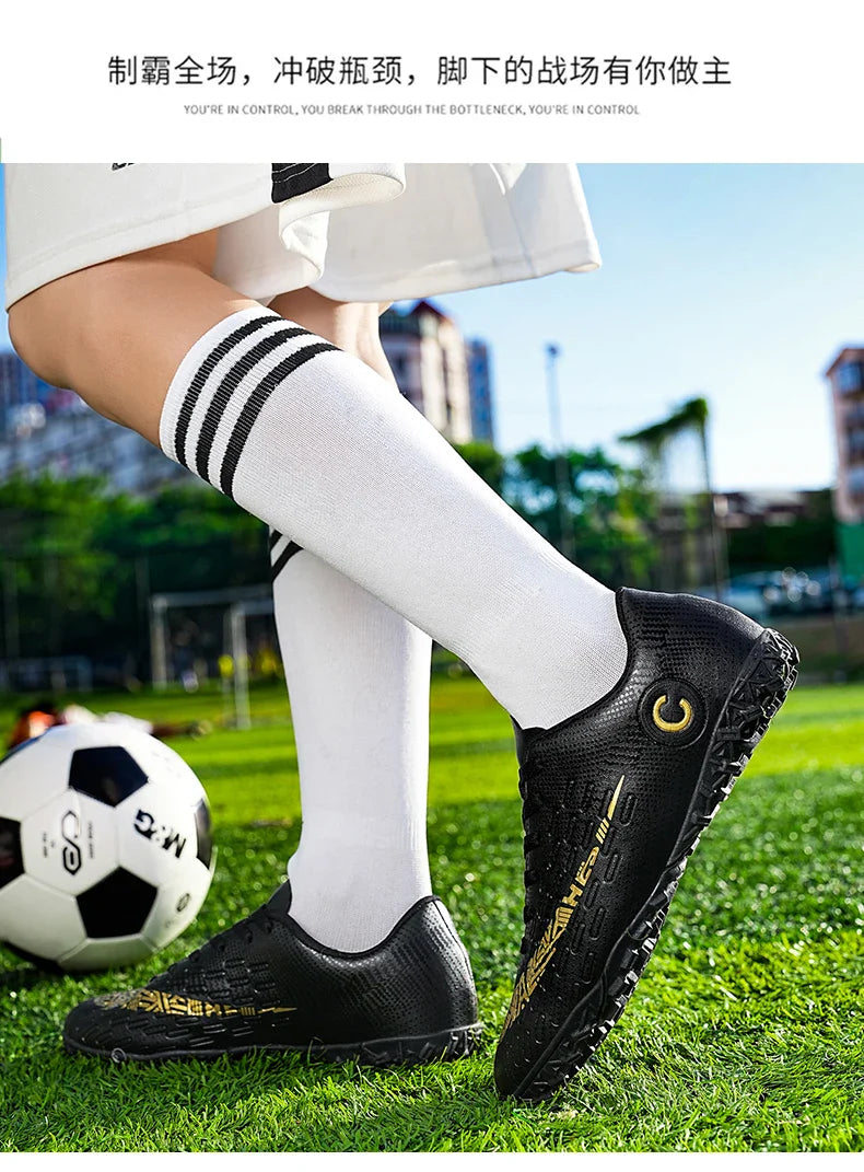 Large Size FG/TF High Quality Mens Soccer Shoes Non-Slip Turf Soccer Cleats for Kids Training Football Boots Chuteira Campo 48