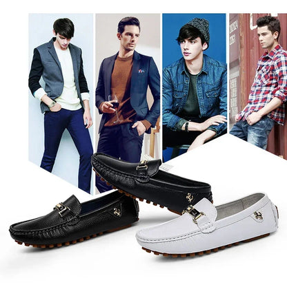 Shoes Men Handmade PU Leather Loafer Casual Driving Flats Slip-on Shoes Luxury Comfy Moccasins White Loafers Shoes for Men