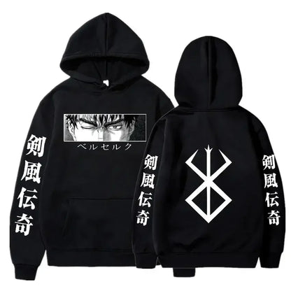 Hoodies Men Women Graphic Print Long Sleeve Streetwear Japanese Style Manga Sweatshirts Fleece Loose Soft Clothing