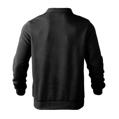 24 cross-border popular autumn long-sleeved lapel zipper men's loose casual top polo shirt
