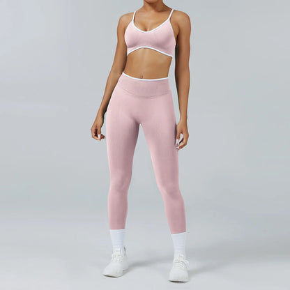 Seamless Yoga Set Women Gym Clothing Scrunch Bum Legging Sports Bras Padded Tank Top Workout Outfits Fitness Sportswear Suits