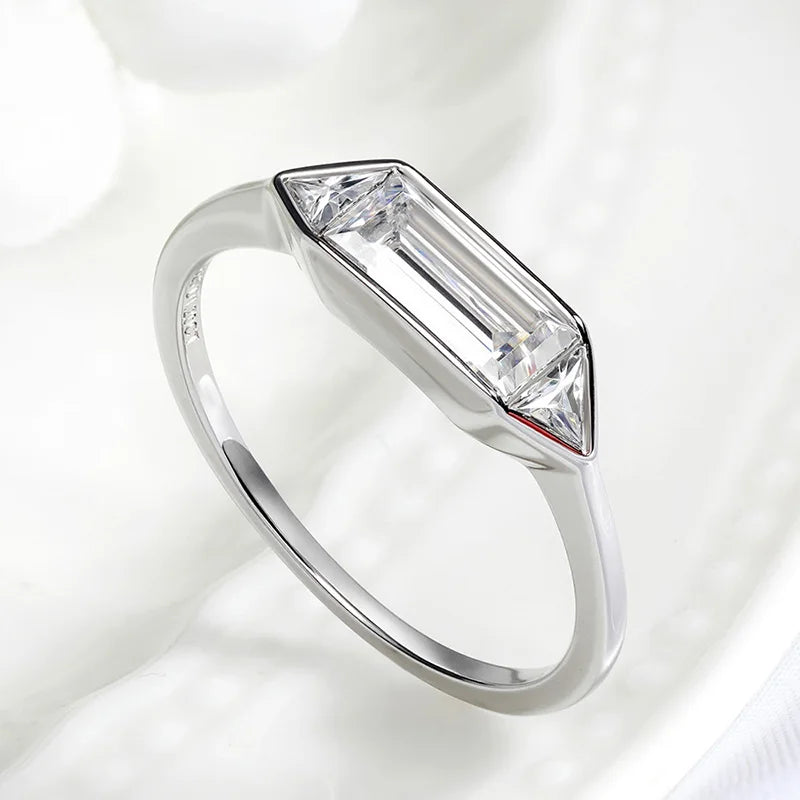 18k Plated 1.2CTTW All Moissanite Rings for Wormen Men 3 Gems Girls Couple Rings Lab Diamond Solid Silver S925 Jewelry