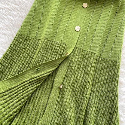 Fashion Vintage Knitted Long Dress Spring Summer Women Elegant V-neck Ruffled Bodycon Sweater Dress Party Vestido