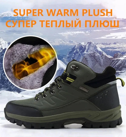 Brand Winter Men's Boots Warm Men's Snow Boots High Quality Leather Men Sneakers Outdoor Men Hiking Boots Work Shoes Size 39-46