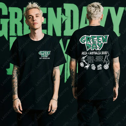 Green Day Tour 2025 Asia and Australia Tour Graphic T Shirts Summer Woman Man Fans High Quality Cotton T-shirt Music Festival