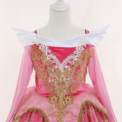 Girls Sleeping Beauty Aurora Cosplay Princess Dress Kids Rapunzel Frozen Elsa Cinderella Costume Party Clothing 2-12Years