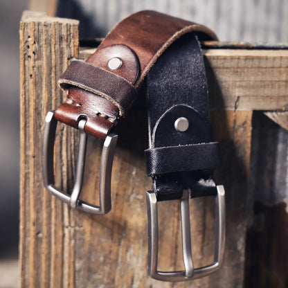 Retro Casual Cowhide Genuine Leather Men's Pin Buckle Belt, StudentBelt, Simple Classic Belt