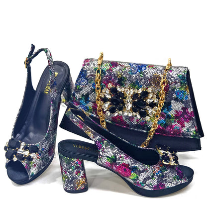 Italian Design Shoes and Bags Matching Set 2024 Women high heel Party Purple Color Nigeria Wedding Bigger Size Shoes