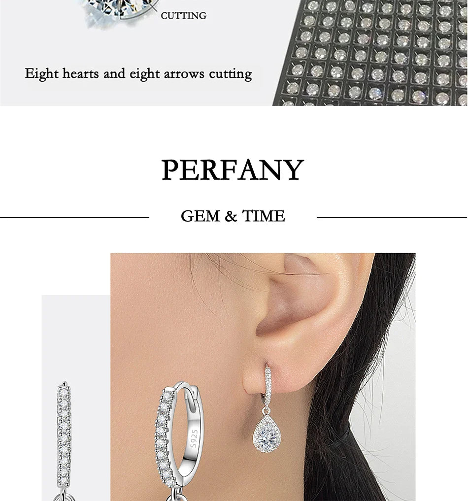 1CT Pear Cut Moissanite Earrings for Women S925 Pure Silver Laboratory Cultivated Diamonds Elegant Wedding Jewelry