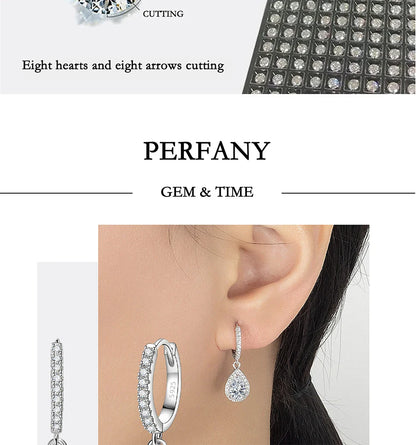 1CT Pear Cut Moissanite Earrings for Women S925 Pure Silver Laboratory Cultivated Diamonds Elegant Wedding Jewelry