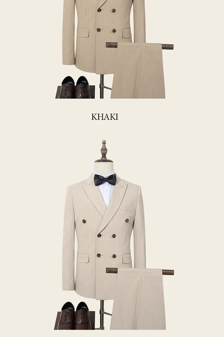 High quality striped suits for men slim fitting luxury man clothing elegant mens suit Wedding trends costumes