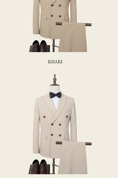 High quality striped suits for men slim fitting luxury man clothing elegant mens suit Wedding trends costumes