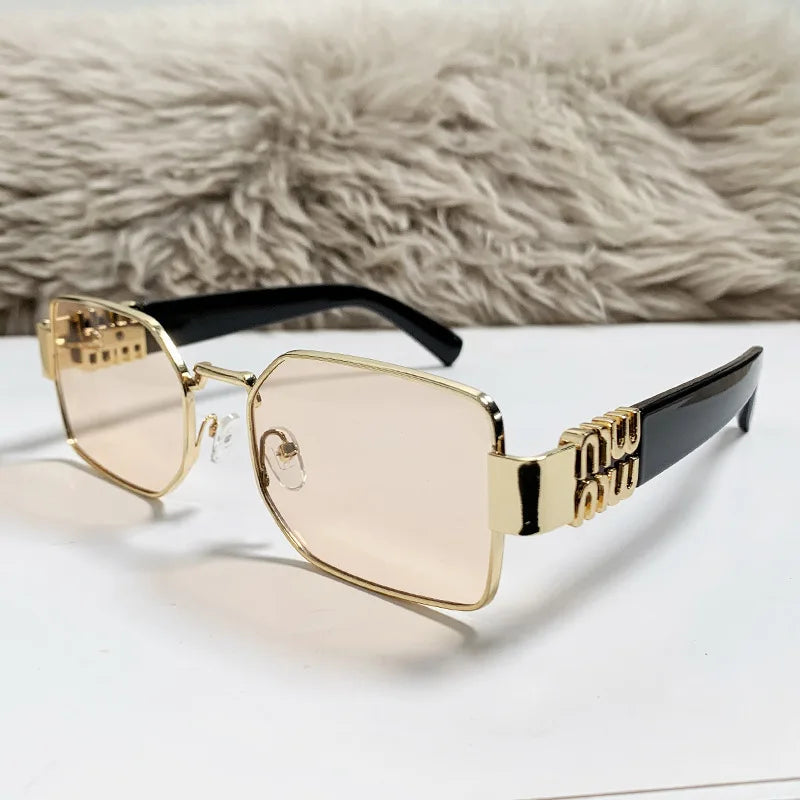 New Fashion Metal Box Women's Sunglasses High Quality High Sense Trend Street Sun Glasses Girls Sunshade Glasses UV400