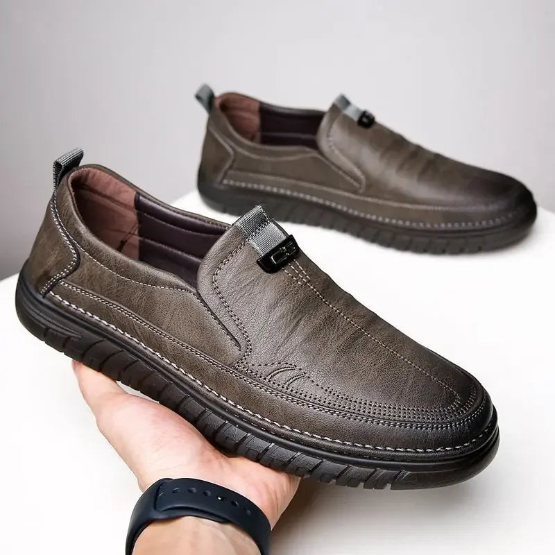 Mocassim Penny Retrô Couro Bovino Genuíno Sapatos Clássicos Costura Confortável Masculino Casual Slip-on Clube Festa Primavera Verão