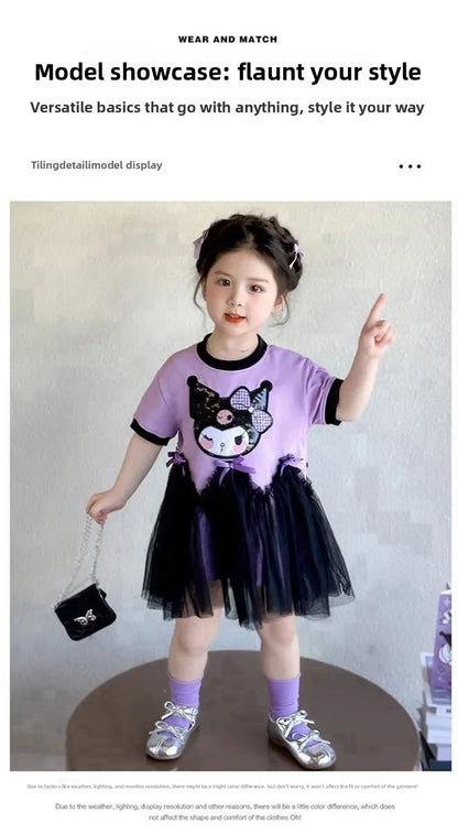Princess Style Short Sleeve Dress for Girls Baby Mesh Skirt Summer New Arrival Children's Clothing Casual Daily Skirt