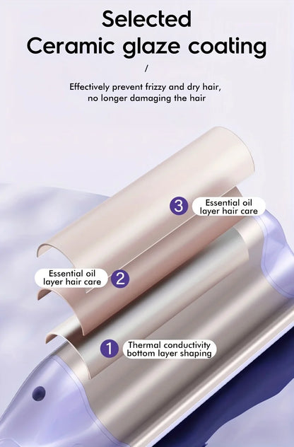 Ladies deep V big hair curling rod, 32mm long-lasting styling roller, fast heating, suitable for width and depth waves, holiday