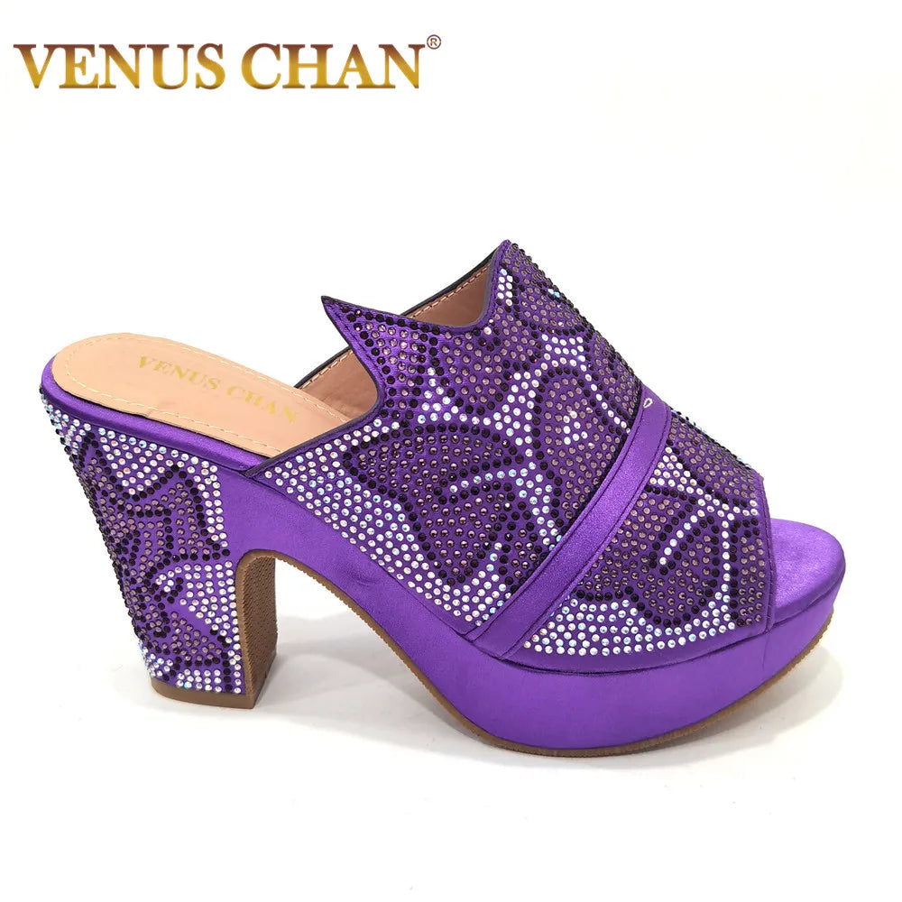Shoes Open Toe Slingbacks Low (1cm-3cm) Women Pumps for Party Lady Sandals with Heels Italian Shoe with Rhinestone