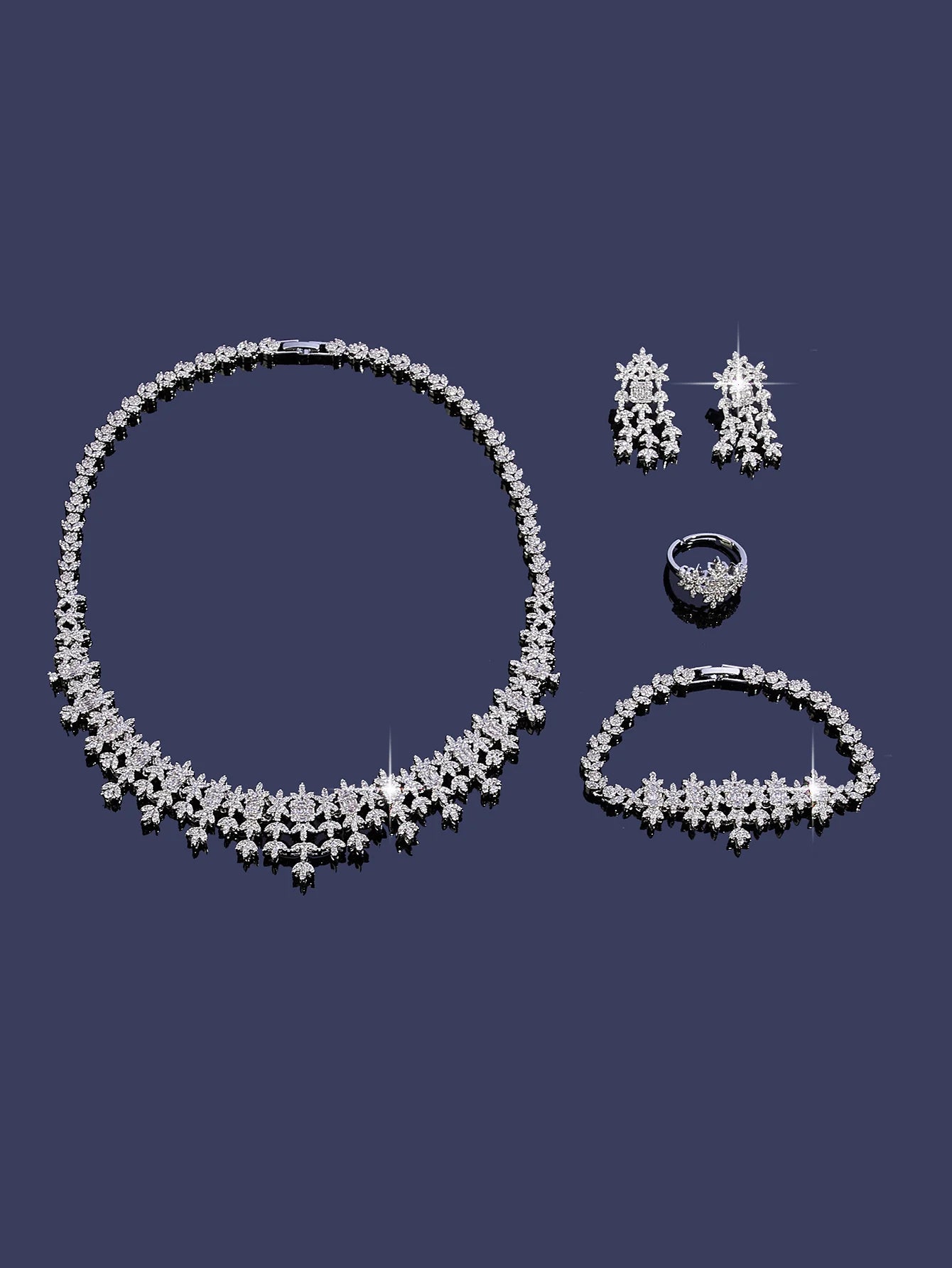 Elegant Necklace Sets for Women Water Drop Cubic Zirconia Layer Jewellery Set Dubai Saudi Bridal Engagement Party Accessory