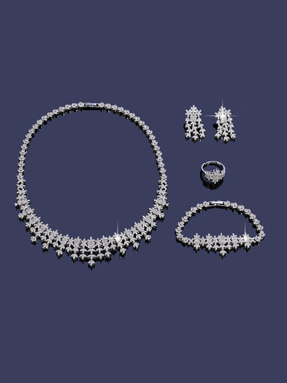 Elegant Necklace Sets for Women Water Drop Cubic Zirconia Layer Jewellery Set Dubai Saudi Bridal Engagement Party Accessory