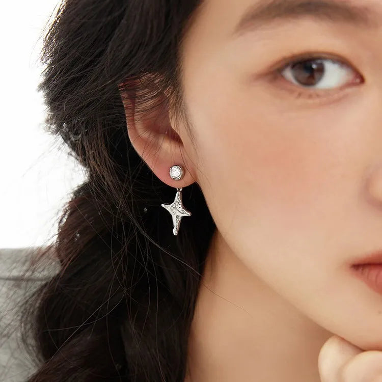 New 925 Sterling Silver Hoop Earrings Pearl Droplet Irregular Vintage Punk For Women Girl Gift Jewelry Dropshipping Wholesale