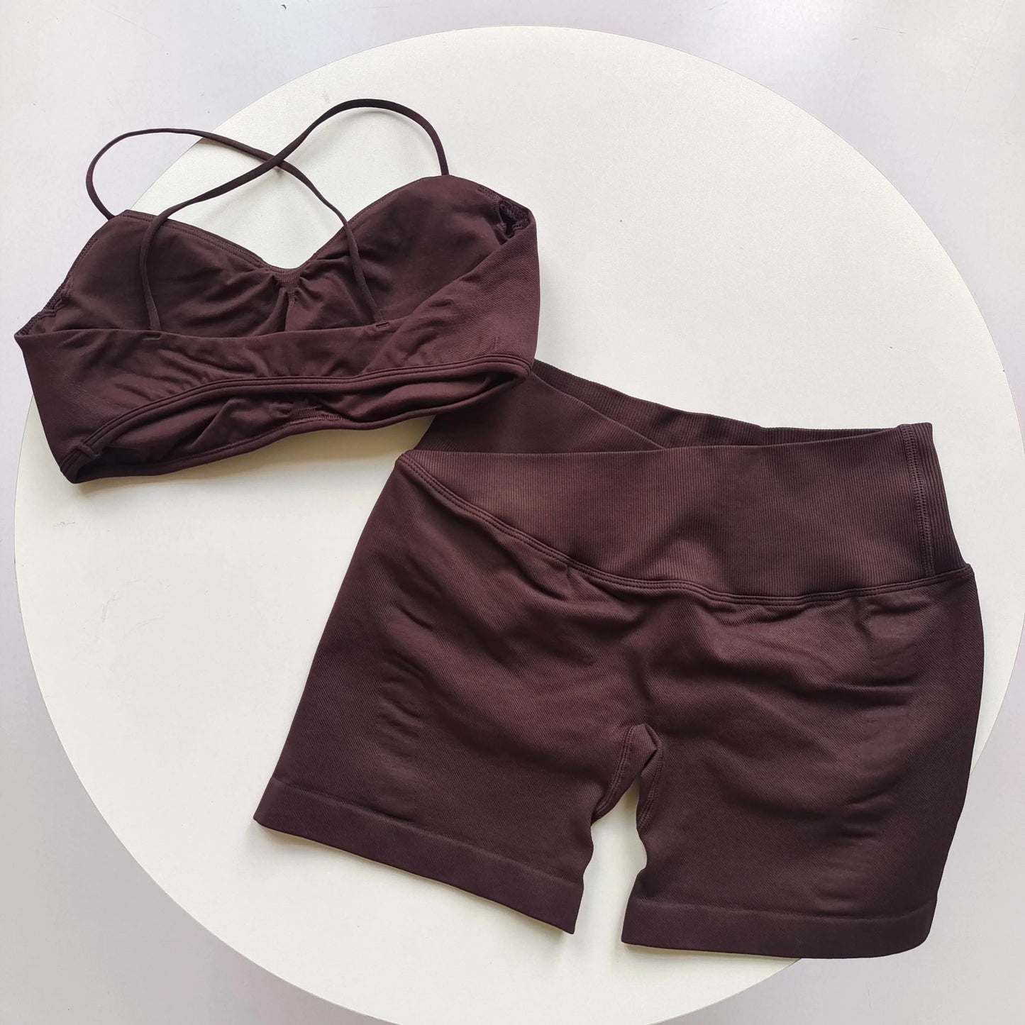 2 Piece Gym Set Women Yoga Crop Top High Waist Scrunch Seamless Shorts Fitness Bra Sport Suit Sportswear Workout Set