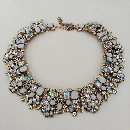 2025 New Fashion Crystal Rhinestones Large Collar Choker Necklace Earrings Women Jewelry Sets Indian Statement Wedding Necklace