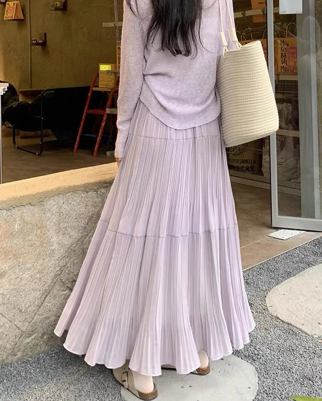 Women's High Waist Pleated Maxi Skirt, Casual A-Line Flowy Tiered Long Skirt, Elegant Beach Vacation Skirts for Ladies