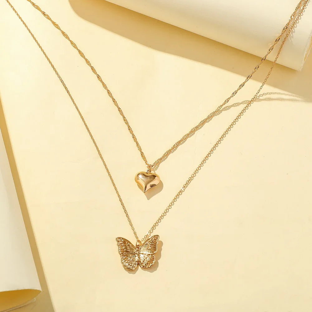 Korean Fashion Sweet Heart Shaped Necklace For Women Crystal Zircon Pendant Clavicle Chain Elegant Romantic Party Gift Jewelry