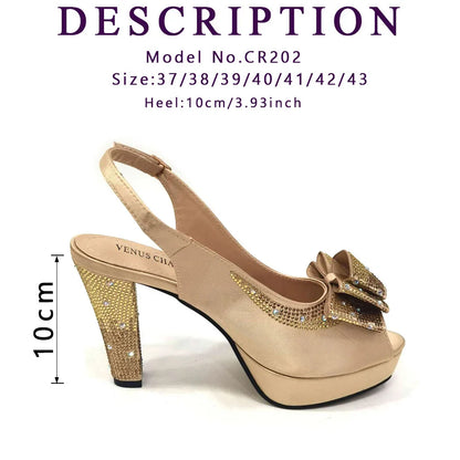 Shoes Matching Bag With Applique Mature African Ladies Super High Heels Sandals for Party Fashionable Italian Women