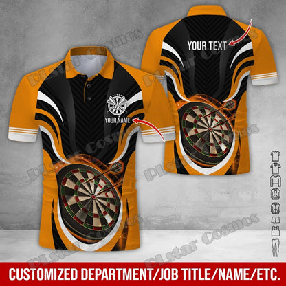 PLstar Cosmos Darts Team Custom Name 3D All Over Printed Premium Men's Polo Shirt Summer Street Casual Short sleeve shirt WK62