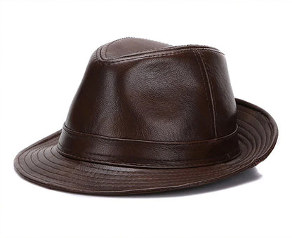 2026  Autumn Men Real Genuine Cowhide Leather Top Hats Men Fashion Caps Winter Warm New Cowboy  100% Real Cowhide Leather Hats
