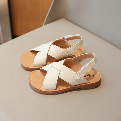 Size 21-35 Boys Girls Sandals 2026 Summer Children Beach Shoes Kids Fashion Cross-tied Anti-sliperry Soft Simple New Hot I10089