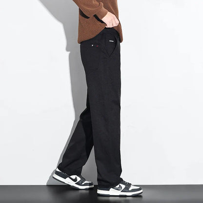 Men's Fashion Casual Straight Pants Baggy Classic Wide Leg Simple Trousers Loose Male Comfortable Soft Quality Pants