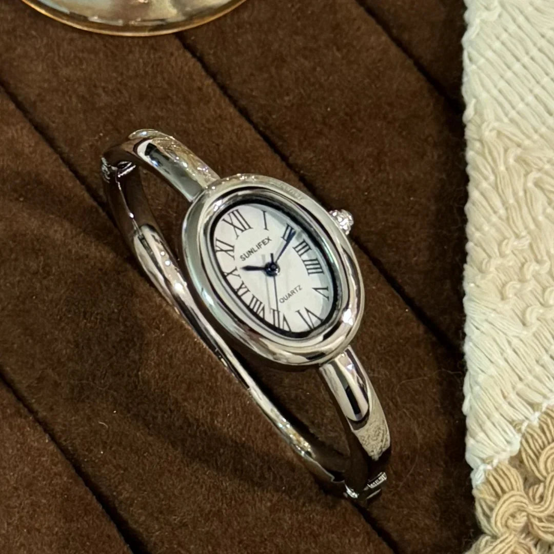 Women Rome Dial Quartz Watch Brand Luxury Gold Colors Bangle Oval  Wristwatch Relogio Feminino Gifts Clock Montre Femme
