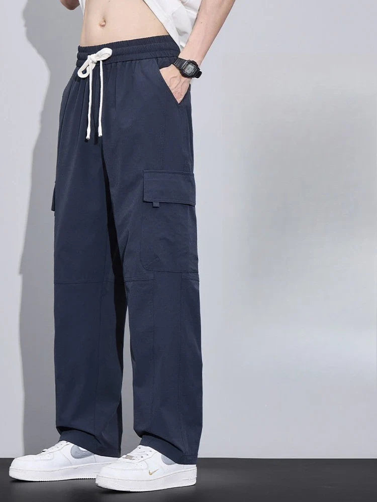 Brand Clothing Spring Summer Men's Cargo Pants Loose Straight Parachute Pants Sport Casual Long Trousers Male