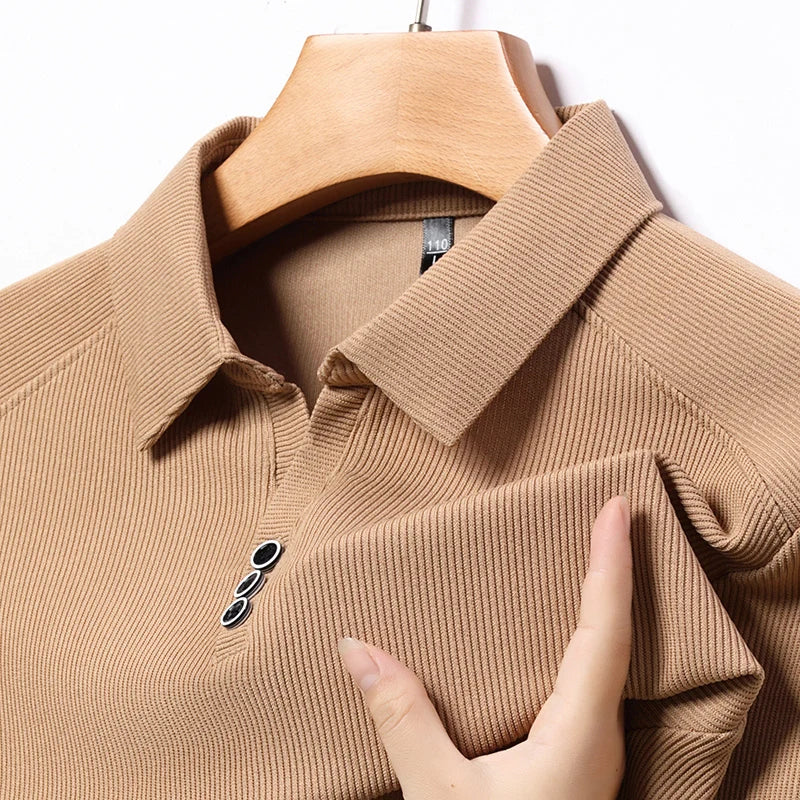 High quality brand long sleeve men's polo shirt autumn fashion customization high-end slim fit top casual business T-shirt