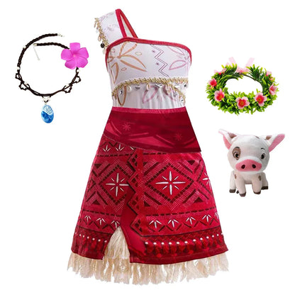 Meninas Novo Filme Moana 2 Vestido Festa de Halloween Fantasia de Aventura Menina Princesa Roupas Chiques Crianças Vaiana Pua Porco Roupa