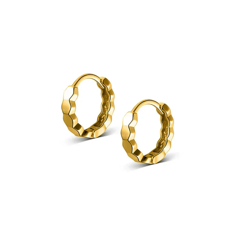 925 Sterling Silver Simple Geometric Faceted Huggies Ear Buckles for Women Fashion Charms Hoop Earrings Party Jewelry