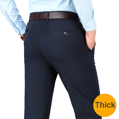 Men's Business Casual Pants Spring Summer Elastic Trousers Office Suit Pants Quick Dry Formal Pants Breathable Comfortable