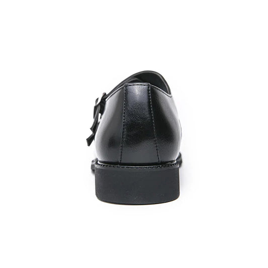 Classic Retro Dress  Monk Leather Shoes Men With Pointed Toe Buckle Business Office Wedding Soft Comfortable Men's Shoes